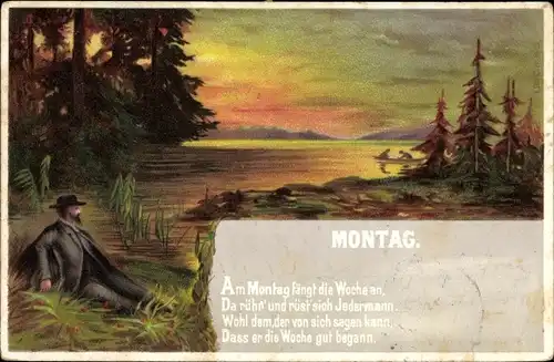 Künstler Ak Montag, Allegorie, Dämmerung