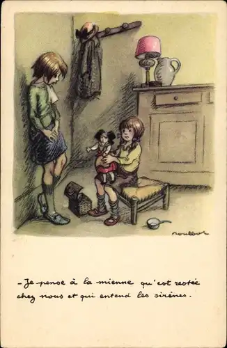 Künstler Ak Poulbot, Francisque, Kinder, Mädchen mit Puppe, Ligue nationale contre le taudis