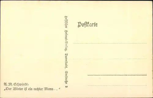 Künstler Scherenschnitt Ak Schwindt, A. M., Der Winter ist ein rechter Mann