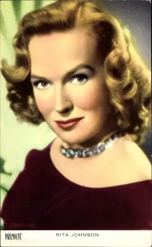Ak Schauspielerin Rita Johnson, Portrait, Halskette, Blondine