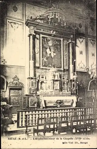 Ak Baugé Maine et Loire, L'Hôpital Interieur de la Chapelle, Altar