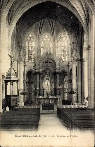 Ak Beaufort en Vallée Maine et Loire, Eglise, Innenansicht Kirche