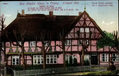 Ak Hamburg Harburg Cranz, Blick auf ältestes Haus in Cranz, zerstört 1911