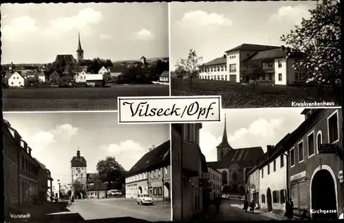 Ak Vilseck Oberpfalz, Kreiskrankenhaus, Kirchgasse, Vorstadt, Totalansicht