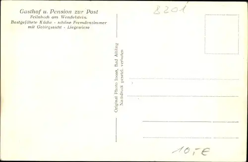 Ak Bad Feilnbach in Oberbayern, Gasthof und Pension zur Post