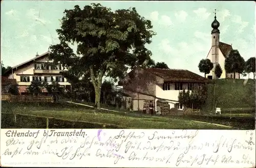 Ak Ettendorf Surberg in Oberbayern, Teilansicht, Gasthof Prechtl, Kapelle