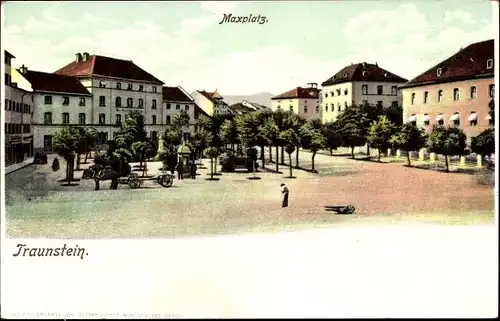 Ak Traunstein Oberbayern, Blick auf den Maxplatz mit Umgebung