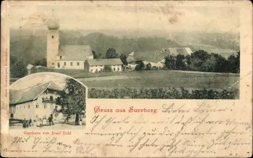 Ak Surberg in Oberbayern, Teilansicht, Kirche, Gasthof von Josef Eckl