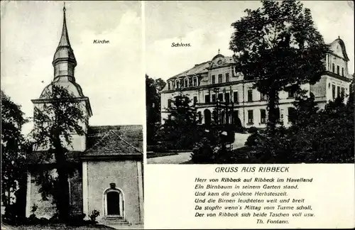 Ak Ribbeck Nauen im Havelland, Schloss, Kirche