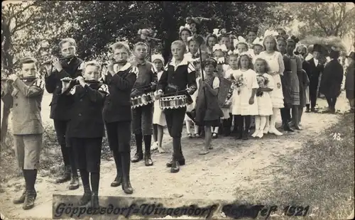 Foto Ak Göppersdorf Wingendorf Bahretal in Sachsen, Schulfest 1921, Musikkapelle