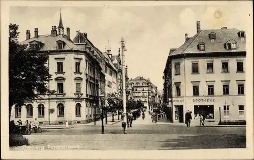 Ak Freiberg im Kreis Mittelsachsen, Peterstraße mit Apotheke