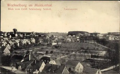 Ak Wechselburg in Sachsen, Totale vom Gräfl. Schönburg Schloss gesehen