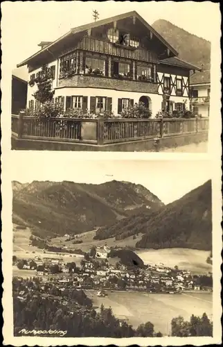 Foto Ak Ruhpolding in Oberbayern, Gesamtansicht vom Ort, Gasthof