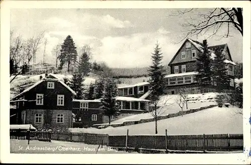 Ak Sankt Andreasberg Braunlage im Oberharz, Haus am Berg, Winter