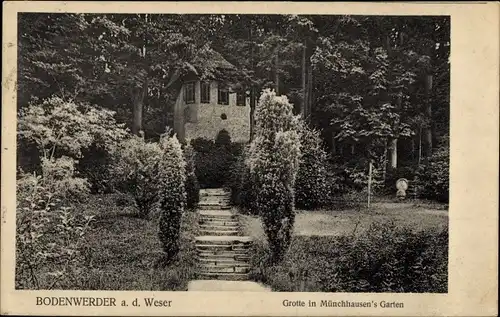 Ak Bodenwerder an der Weser, Grotte in Münchhausen Garten