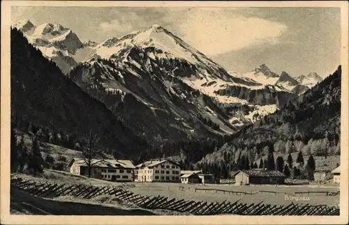 Ak Birgsau Oberstdorf im Oberallgäu, Teilansicht, Gebirge