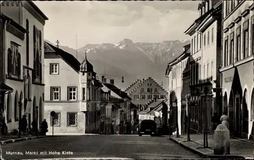 Ak Murnau am Staffelsee, Markt mit Hohe Kiste