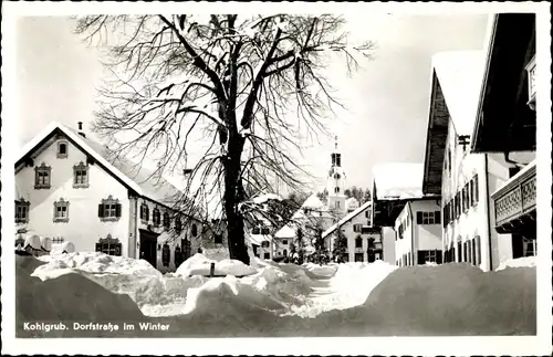 Ak Bad Kohlgrub in Oberbayern, Dorfstraße im Winter, Schnee