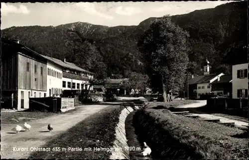 Ak Ohlstadt in Oberbayern, Partie mit Heimgarten