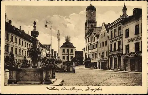 Ak Weilheim Oberbayern, Hauptplatz, Schuhwarenladen