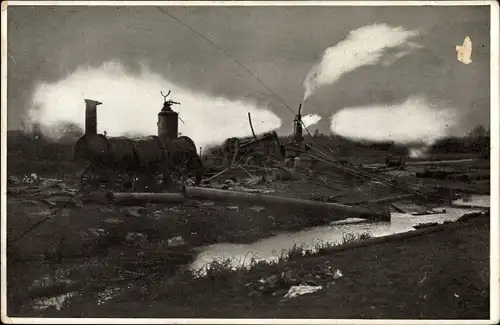 Ak Hamburg Bergedorf Neuengamme, Erdgasbrand 1910