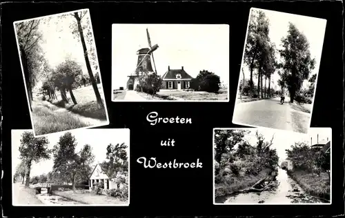 Ak Westbroek Utrecht Niederlande, Windmühle, Straße, Fluss