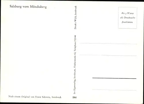 Künstler Ak Schwetz, F., Salzburg in Österreich, Stadt vom Mönchsberg gesehen