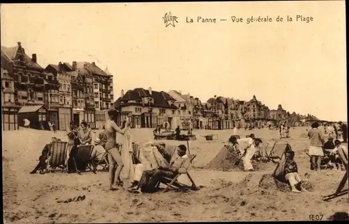 Ak La Panne Westflandern, Vue generale de la Plage