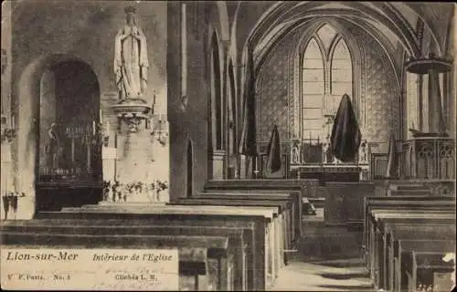 Ak Lion sur Mer Calvados, Interieur de l'Eglise