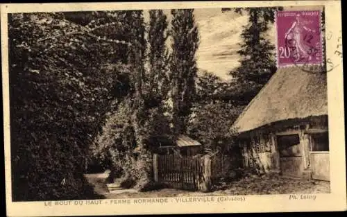 Ak Villerville Calvados, le Bout du Haut, Ferme Normande, Bauernhof, Reetdach