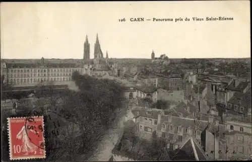 Ak Caen Calvados, Panorama pris du Vieux Saint-Etienne, Stadtansicht