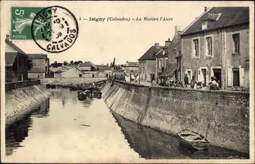 Ak Isigny Calvados, La Riviere l'Aure