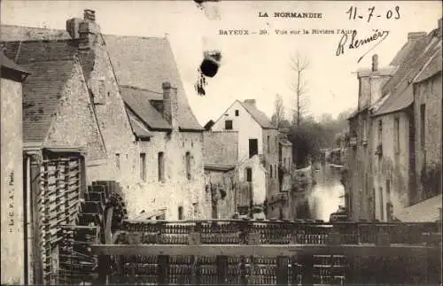 Ak Bayeux Calvados, Vue sur la Riviere l'Aure