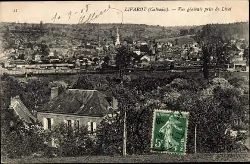 Ak Livarot Calvados, vue générale prise de Livet, Panorama