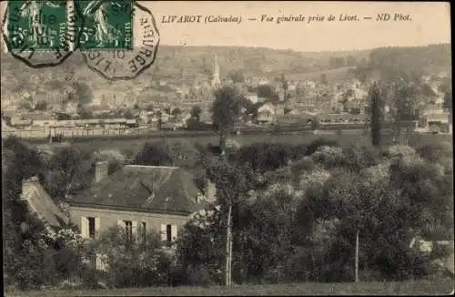 Ak Livarot Calvados, vue générale prise de Livet, Panorama