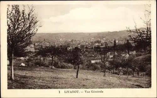 Ak Livarot Calvados, vue générale, Panorama, Obstbäume