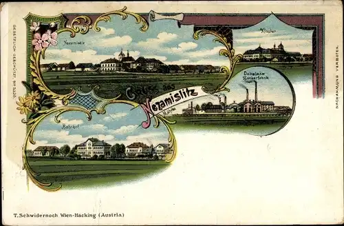 Litho Nezamyslice nad Hanou Mährisch Schlesien, Kloster, Zuckerfabrik, Bahnhof