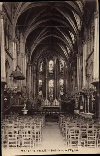 Ak Marly la Ville Aisne, Interieur de l'Eglise