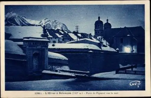 Ak Briançon Briancon Hautes-Alpes, L'Hiver, Porte de Pignerol vue la nuit