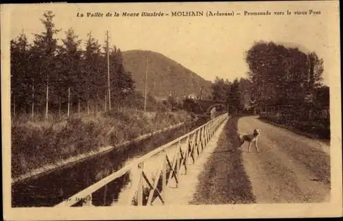 Ak Molhain Ardennes, Promenade vers le vieux Pont