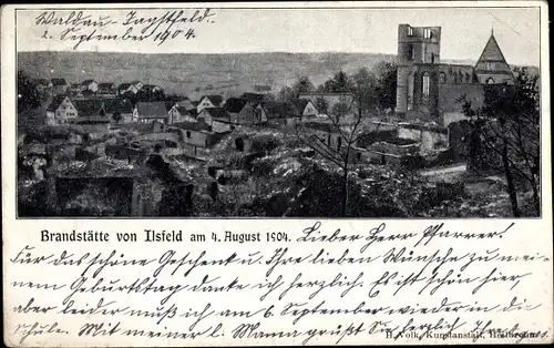 Ak Ilsfeld in Württemberg, Teilansicht nach Brand 1904