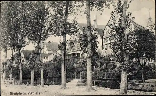 Ak Bietigheim in Württemberg, Teilansicht, Fachwerkhäuser