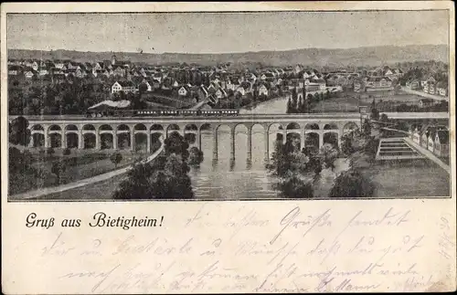 Ak Bietigheim in Württemberg, Panorama, Viadukt