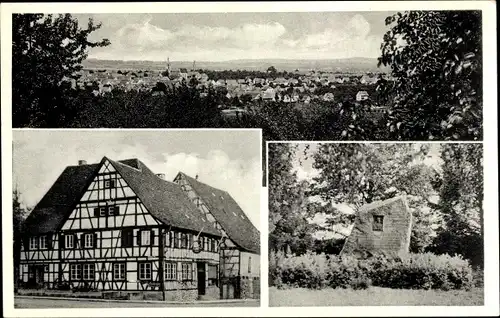 Ak Leinfelden Echterdingen auf den Fildern, Gasthaus und Metzgerei zum Lamm, Denkmal