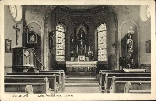 Ak Butterstadt Bruchköbel in Hessen, Katholische Kuratiekirche, Innenansicht