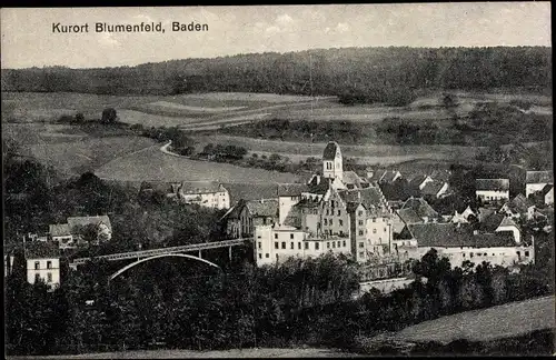 Ak Blumenfeld Tengen in Baden, Blick auf den Ort mit Schloss