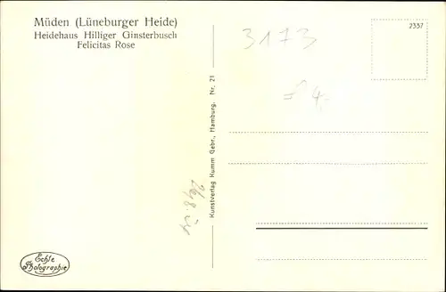 Ak Müden an der Örtze Faßberg Lüneburger Heide, Heidehaus Hilliger Ginsterbusch