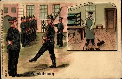 Litho Soldaten bei der Ausbildung, Stubendienst