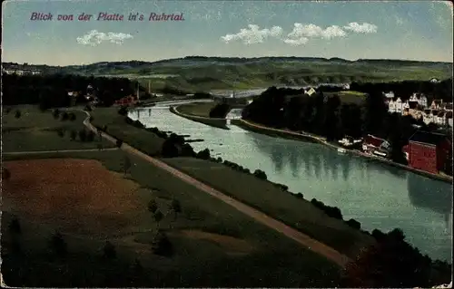 Ak Essen im Ruhrgebiet, Ruhrtal, Blick von Platte
