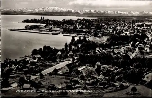 Ak Friedrichshafen am Bodensee, Jugendherberge Graf Zeppelin, Vogelschau